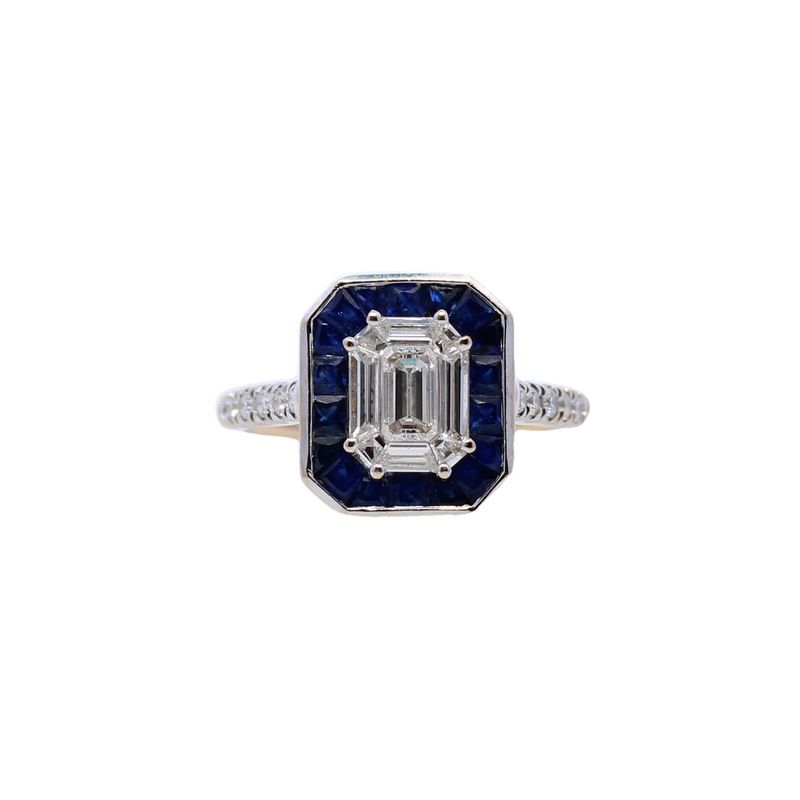 Estate Gregg Ruth Diamond And Blue Sapphire Ring