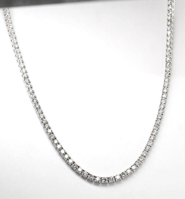 14 Karat White Gold Diamond Line Necklace