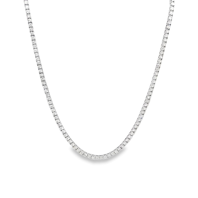 14 Karat White Gold Diamond Line Necklace