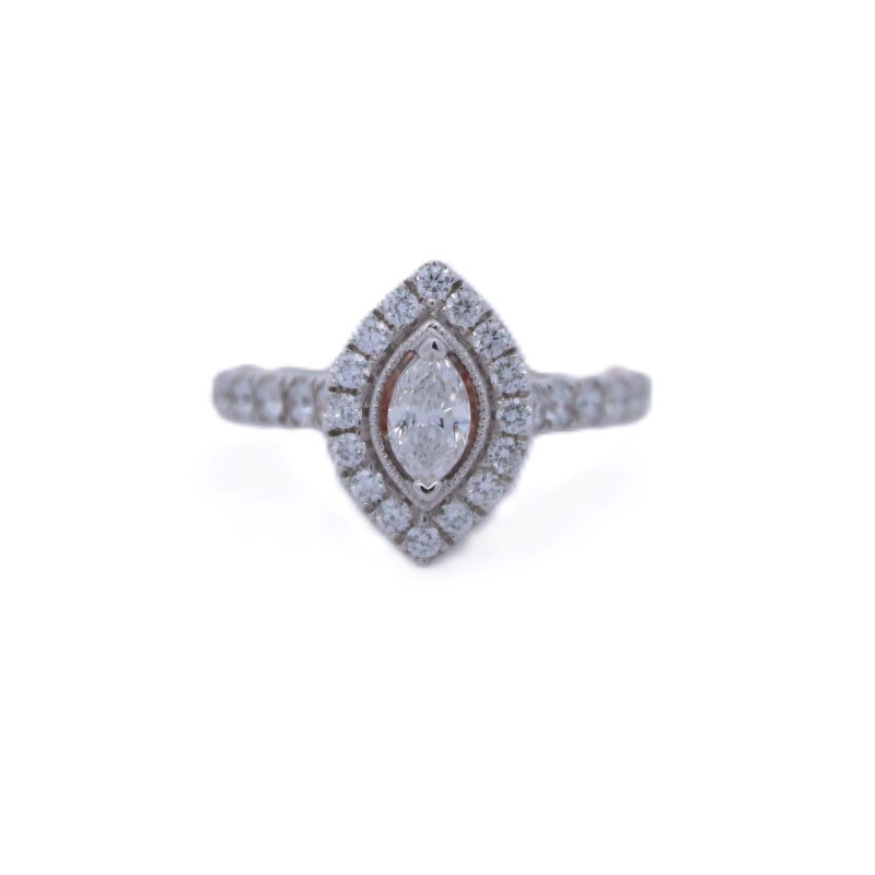 Marquise Cut Diamond Halo Engagement Ring