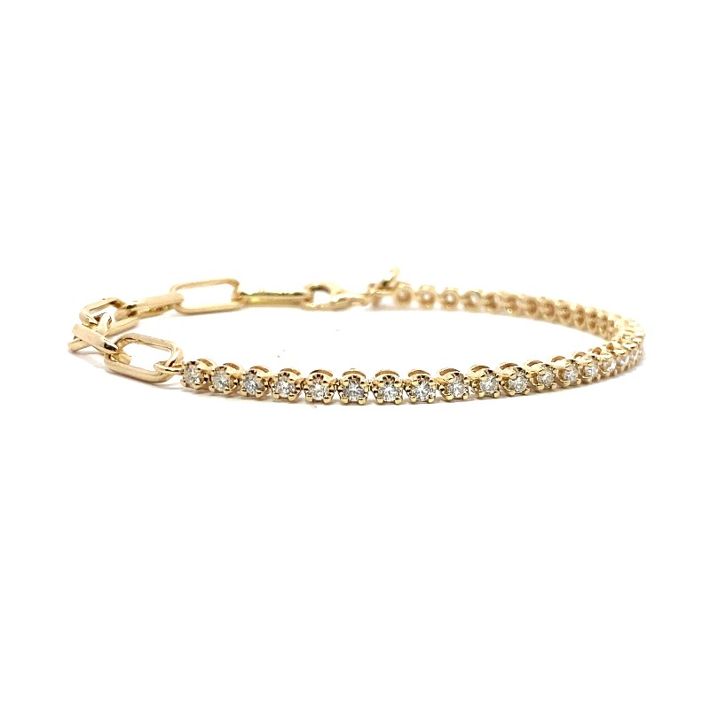 14 karat yellow gold 1.0 carat diamond bracelet
