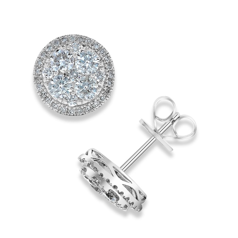 1.0 Carat Diamond Cluster Halo Earrings 1.0 Carat Diamond Cluster Halo Earrings