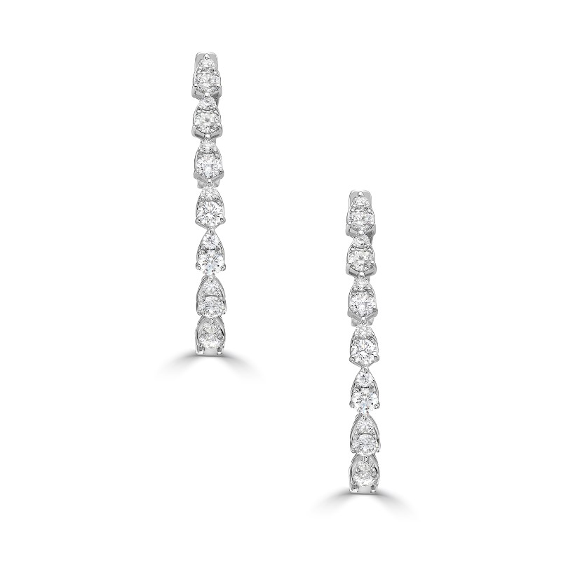 3.0ct Pear Shaped Inside Outside Diamond Hoops 3.0ct Pear Shaped Inside Outside Diamond Hoops