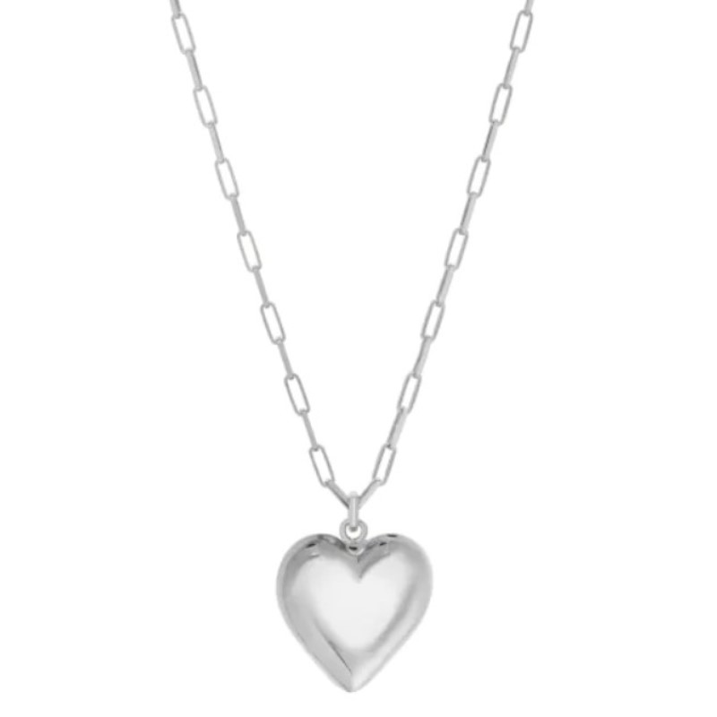 Silver Puffed Heart Pendant Necklace Silver Puffed Heart Pendant Necklace