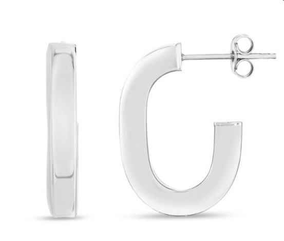 Sterling Silver 40mm Thick Oval Link C Hoops