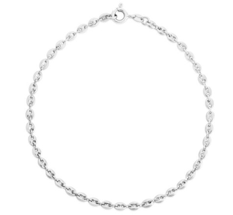 Sterling Silver Puffed Mariner Anklet 10 inches