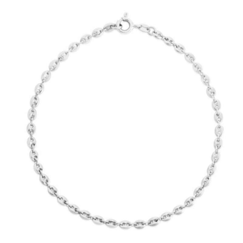 Sterling Silver Puffed Mariner Anklet 10 inches