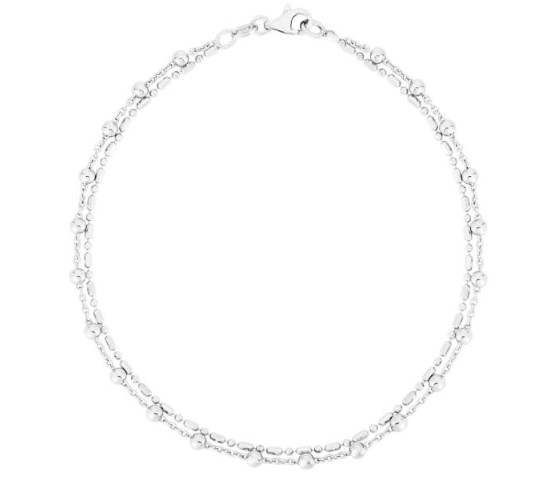 Sterling Silver Bead Double Strand Anklet 10 inches