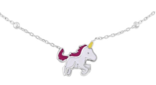 Royal Chain Silver Enamel Unicorn Necklace 16 inches