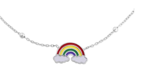 Royal Chain Silver Enamel Rainbow Necklace 16 inches