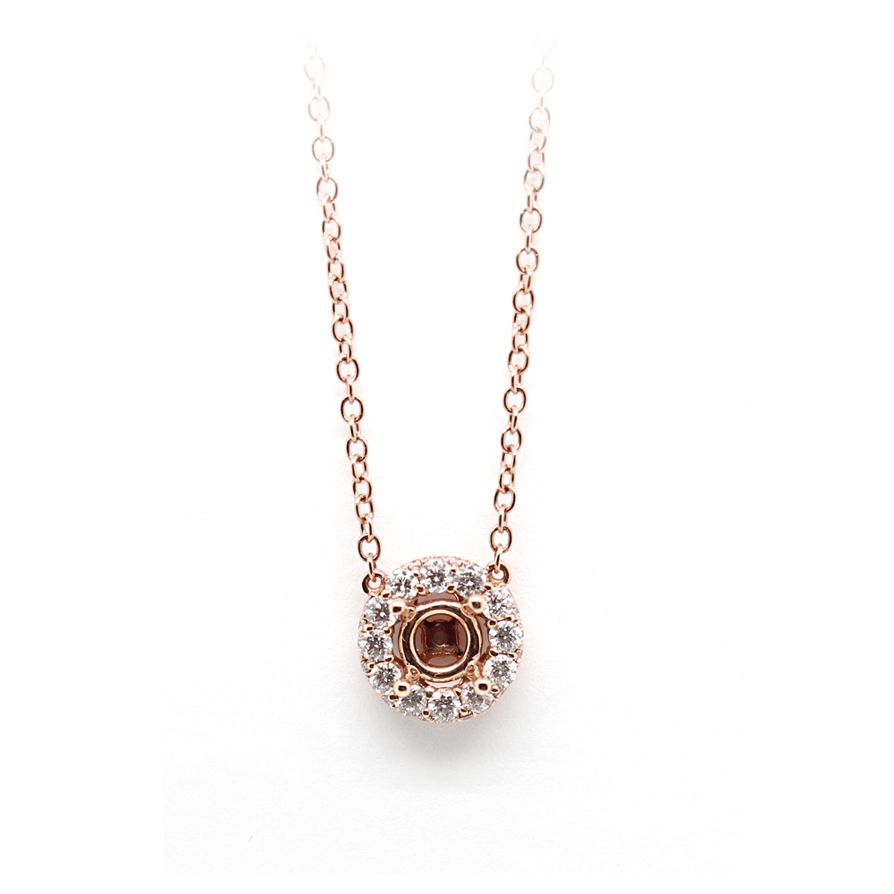 Diamond Semi-Mount Pendant Necklace