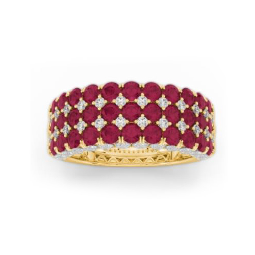 Seamless Collection 18Ky 5-Row Dia/Ruby Band