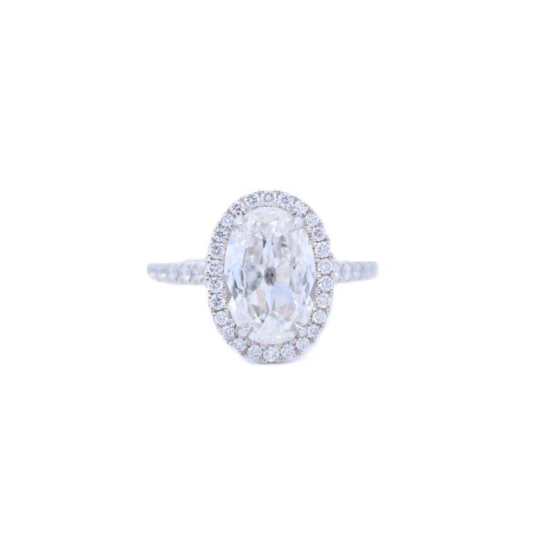 GIA Certified Oval Diamond Halo Engagement Ring