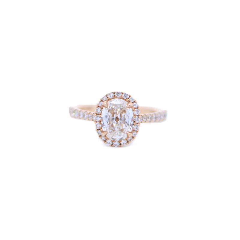 GIA Certified Oval Diamond Halo Engagement Ring