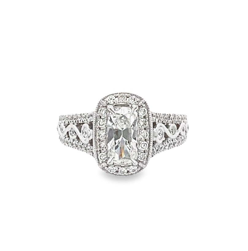 Henri Daussi 18 Karat White Gold GIA Certified Diamond Engagement Ring