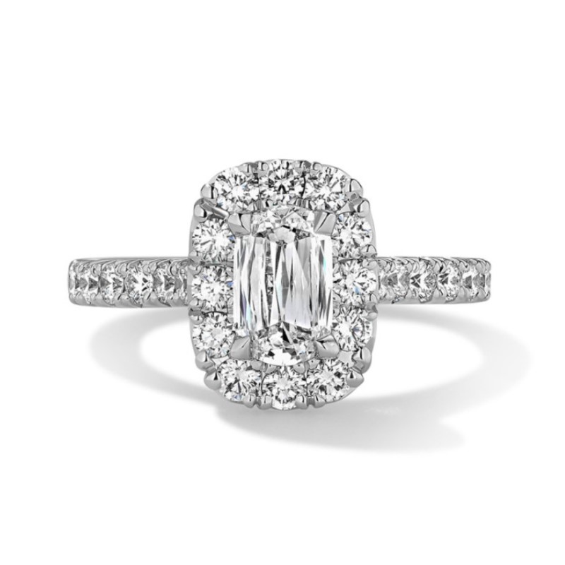 Henri Daussi Classic Halo Pave Engagement Ring