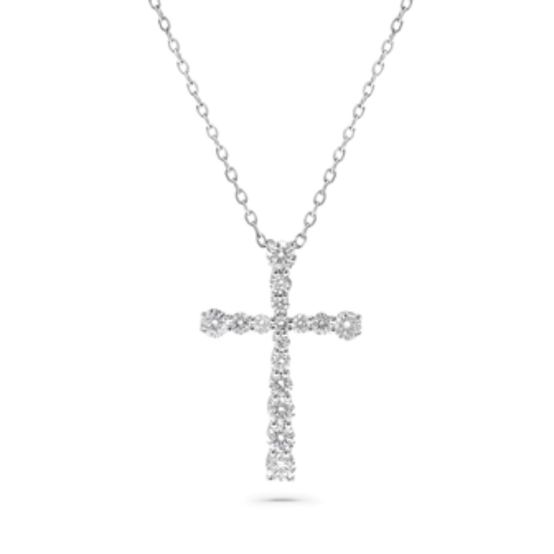 Graduated Diamond Cross Pendant Necklace Graduated Diamond Cross Pendant Necklace