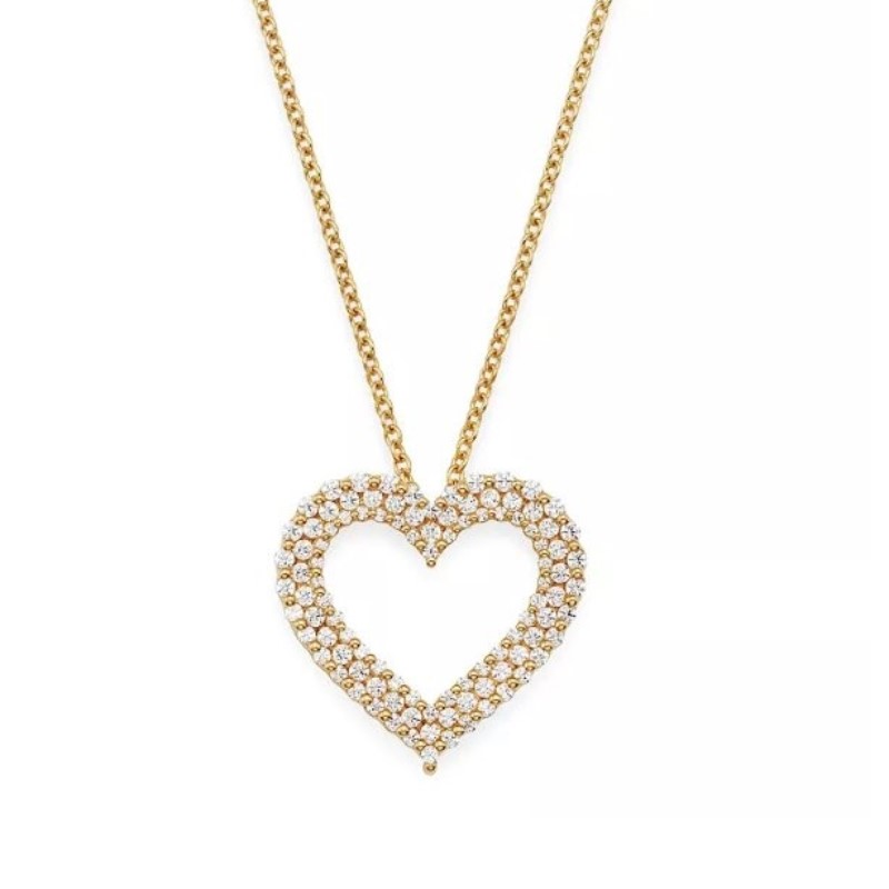 Diamond Open Heart Pendant Necklace