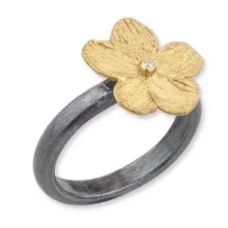 Lika Behar 22K Gold & Oxidized Silver Buttercup Diamond Ring