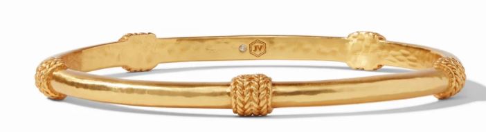 Julie Vos Gilded "Windsor" bangle with a lightly hammered finish and five decorative chevron stations