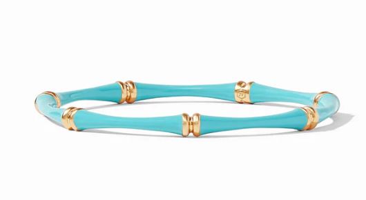 Julie Vos Bamboo Bangle  The Bangle Contains A Blue Enamel Bamboo Design With 24 Karat Gold Plated Accents.