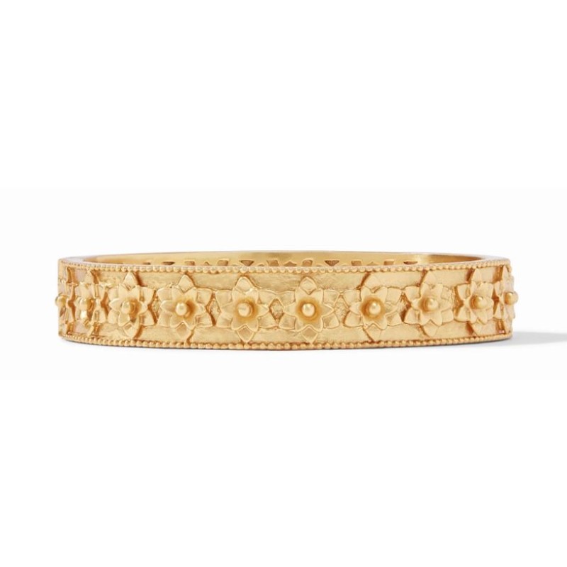 Julie Vos 24 karat yellow gold plate flora hinge bangle bracelet.