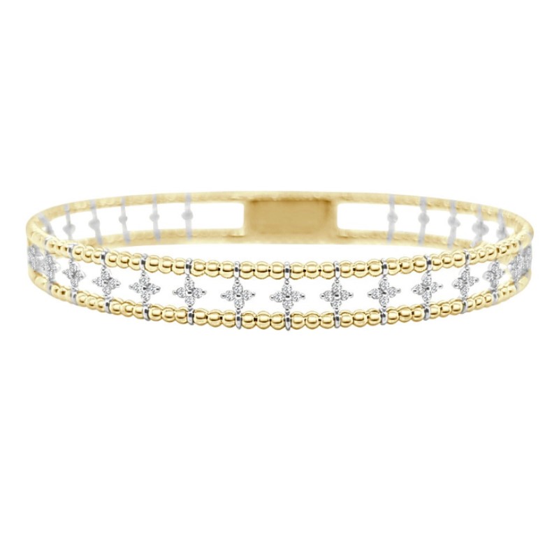 14 Karat Yellow Gold Diamond Bangle Bracelet