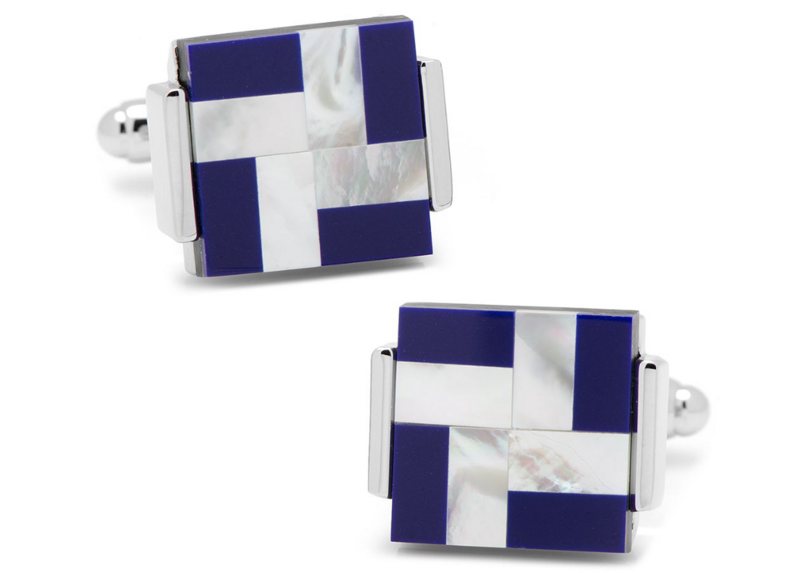 Mother of Pearl and Lapis Blue Windmill Square Cufflinks
