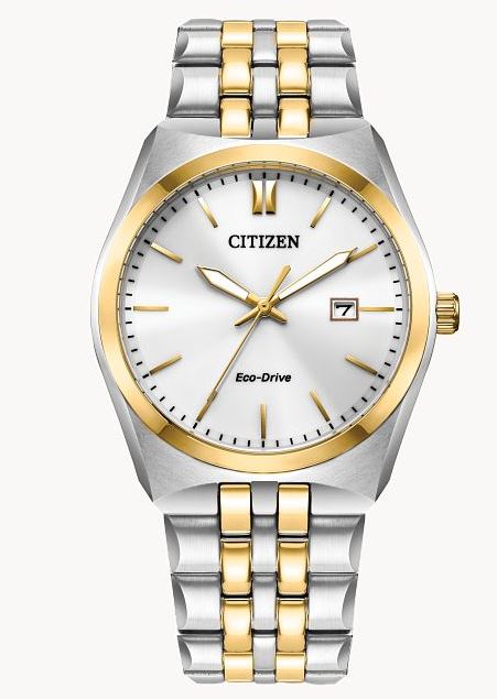 Citizen Corso Gold Tone Stainless Steel 40mm Case Has A Silver Stick Date Dial  Polished Bezel And Mineral Crystal