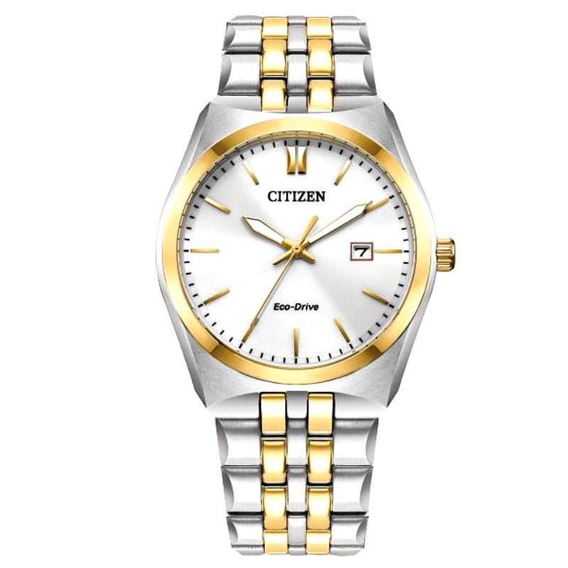 Citizen Corso Gold Tone Stainless Steel 40mm Case Has A Silver Stick Date Dial  Polished Bezel And Mineral Crystal