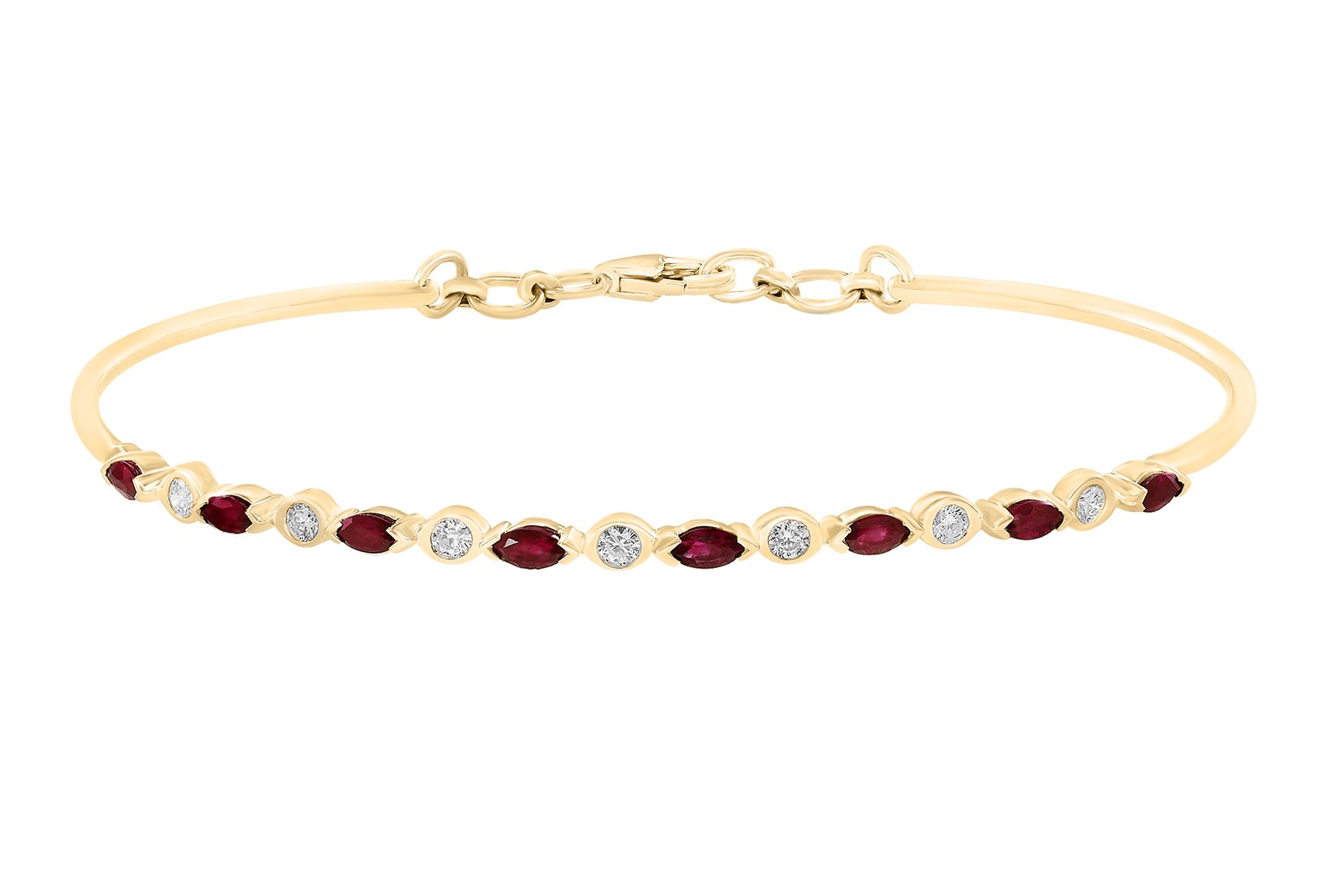 Lali 14 karat yellow gold ruby and diamond bangle bracelet