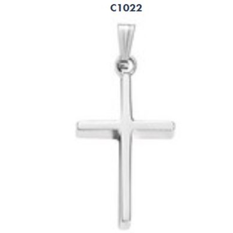 Sterling Silver Polished Cross On An 18