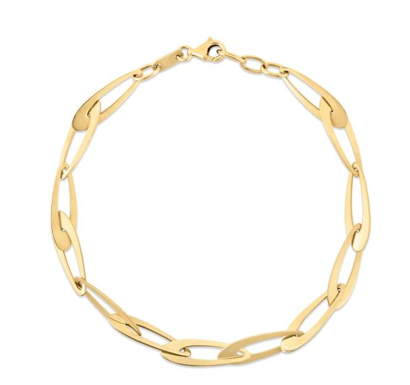 14 Karat Yellow Gold 5.4mm Oval Link Bracelet Measuring 7.5 Inches.