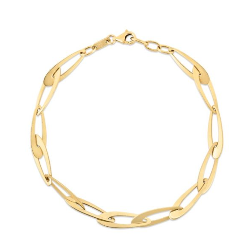 14 Karat Yellow Gold 5.4mm Oval Link Bracelet Measuring 7.5 Inches.