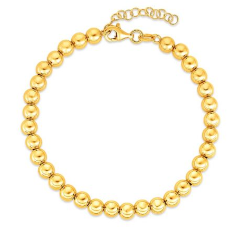 14K Yellow Gold 5mm Bead Chain with Lobster Clasp