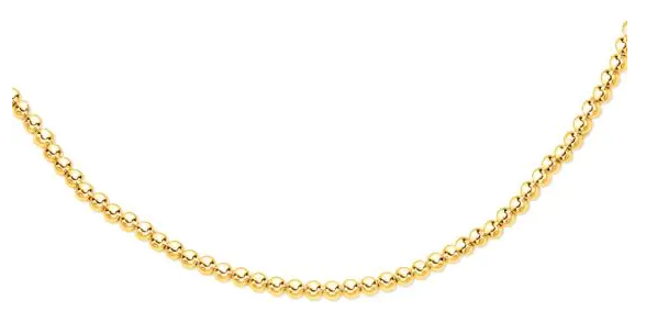14 Karat Yellow Gold  Gold 7Mm Bead Chain  8.25 Inches
