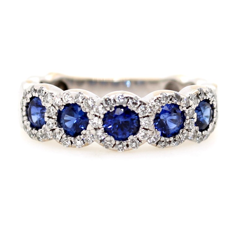 Estate Blue Sapphire And Diamond Band