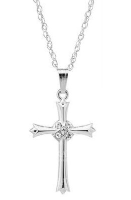 Sterling Silver Adult Cross Pendant Suspended On An 18