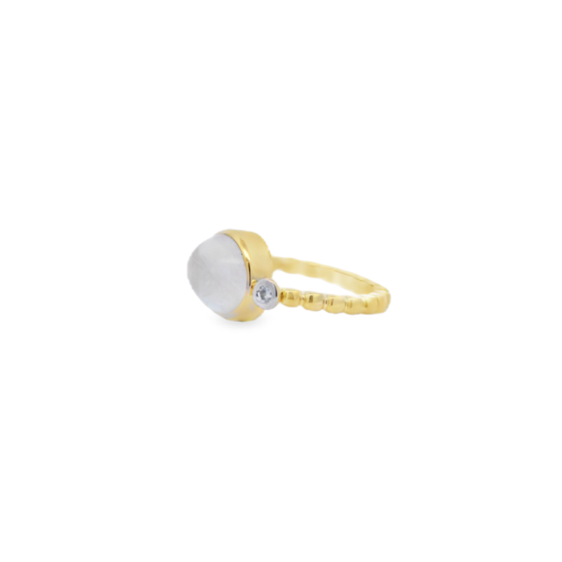 Mazza Oval East West Moonstone And Diamond Ring