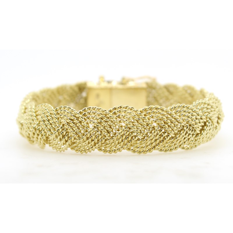 Estate 18 Karat Yellow Gold Flexible Woven Bracelet