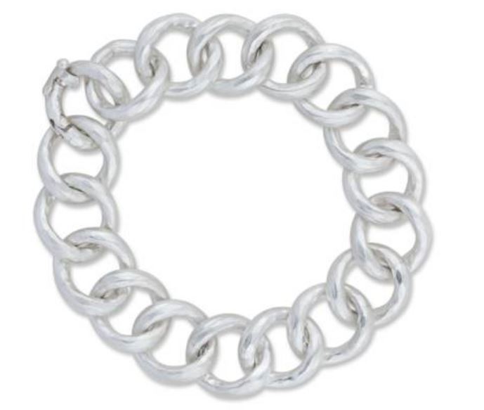 Lika Behar Sterling Silver Open Curb “‘Carla” Chain Bracelet 9 Inches  Diamond (Set In 24K Gold Bezel) Lobster Claw  Diamonds .02 Carat