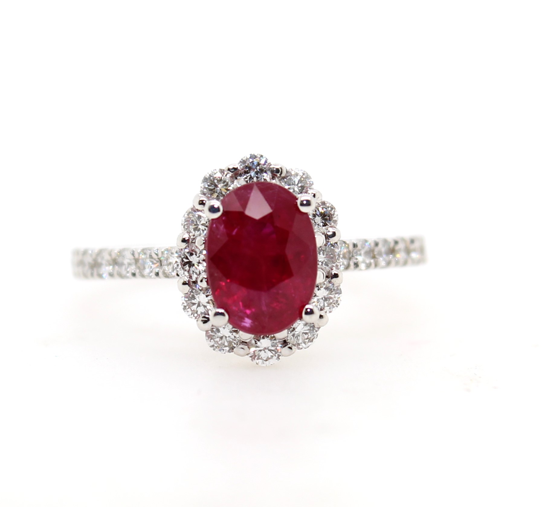 18 Karat White Gold Ruby And Diamond Ring