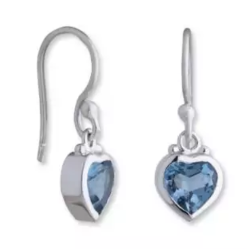 Lika Behar Sterling Silver “Clovah” Heart Shape Faceted London Blue Topaz Earrings  Silver Earwires  7Mm Topaz = 2.70 Carats.