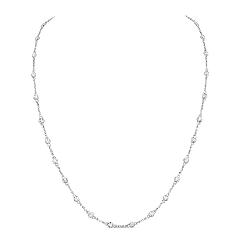 14 Karat White Gold Diamond By The Inch Necklace 1.0 Carat  I1 - H/I