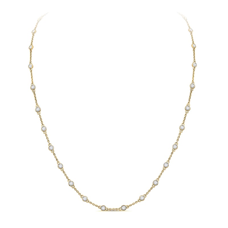 14 Karat Yellow Gold Diamond By The Inch Necklace