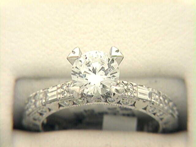 Tacori Platinum Diamond Semi-Mount CZ Center Ring
