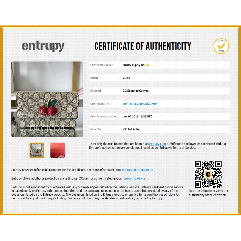 Gucci GG Supreme Monogram Mini Cherry Wallet on Chain