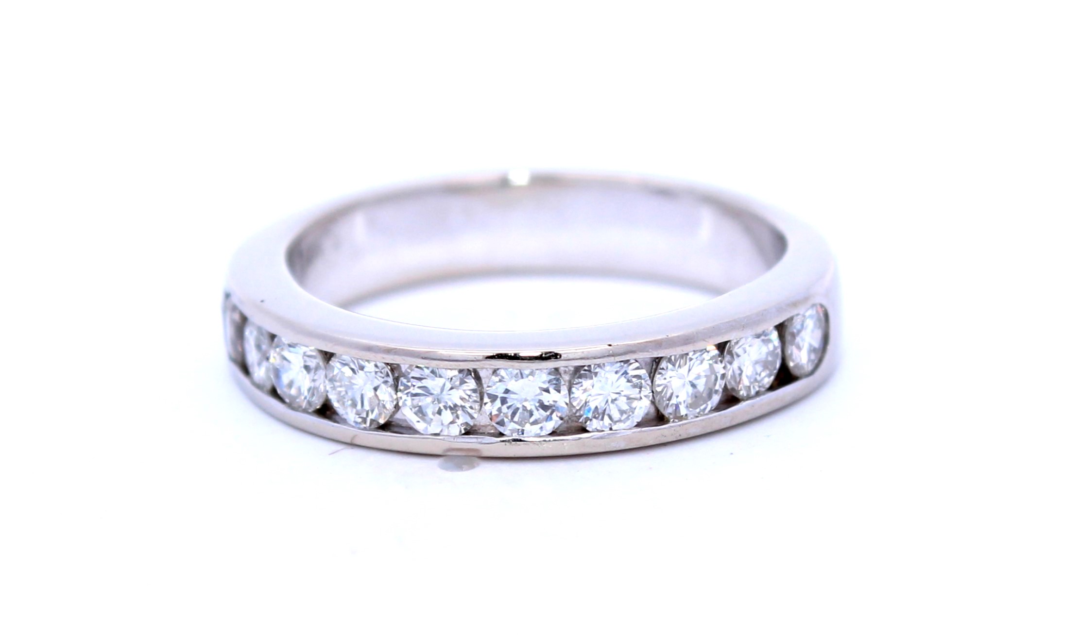 Estate 14 Karat White Gold Diamond Wedding Band