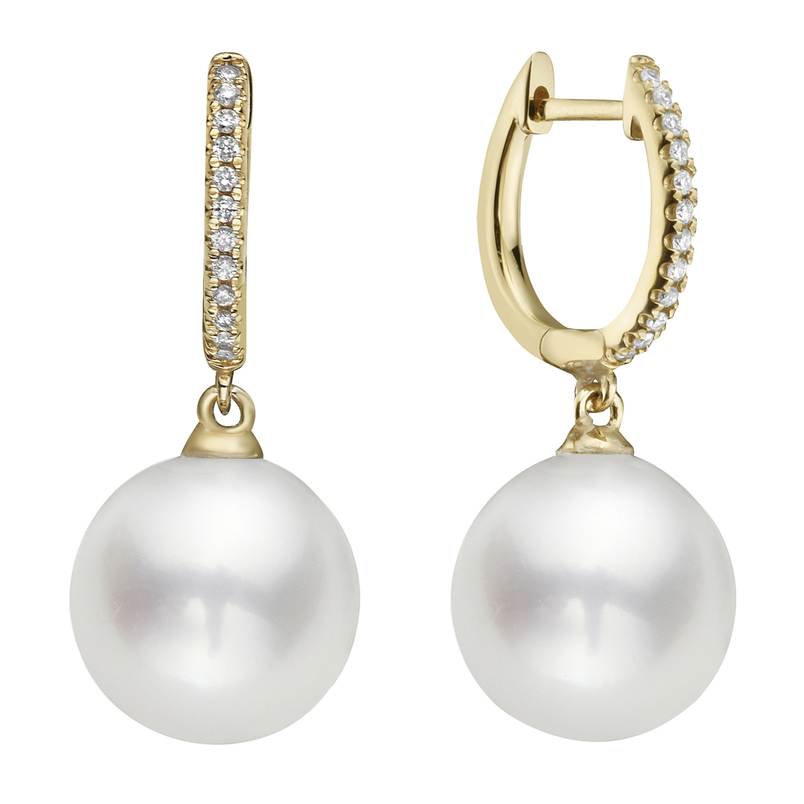 White South Sea Pearl And Diamond Earrings
