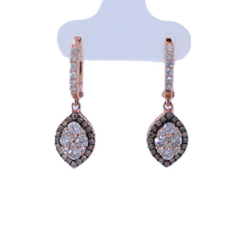 Cognac Diamond Cluster Dangle Earrings
